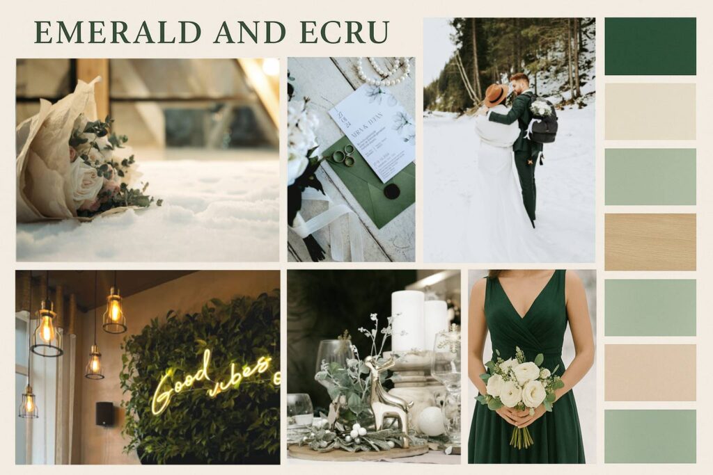 5 Palette colori Matrimonio Invernale 3 ListanozzeOnline - Magazine Palette colori Matrimonio Invernale-emeral-ecru