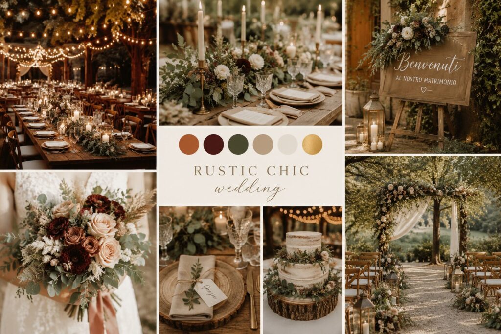 palette colori perfetta per un Matrimonio a Tema Rustic Chic
